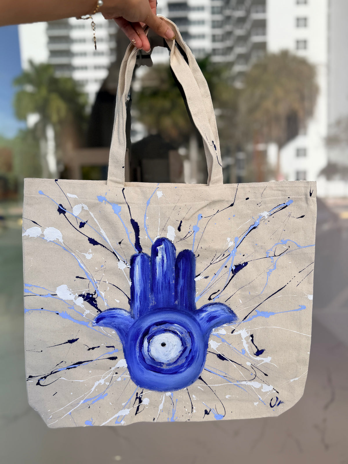 Hand painted tote bag