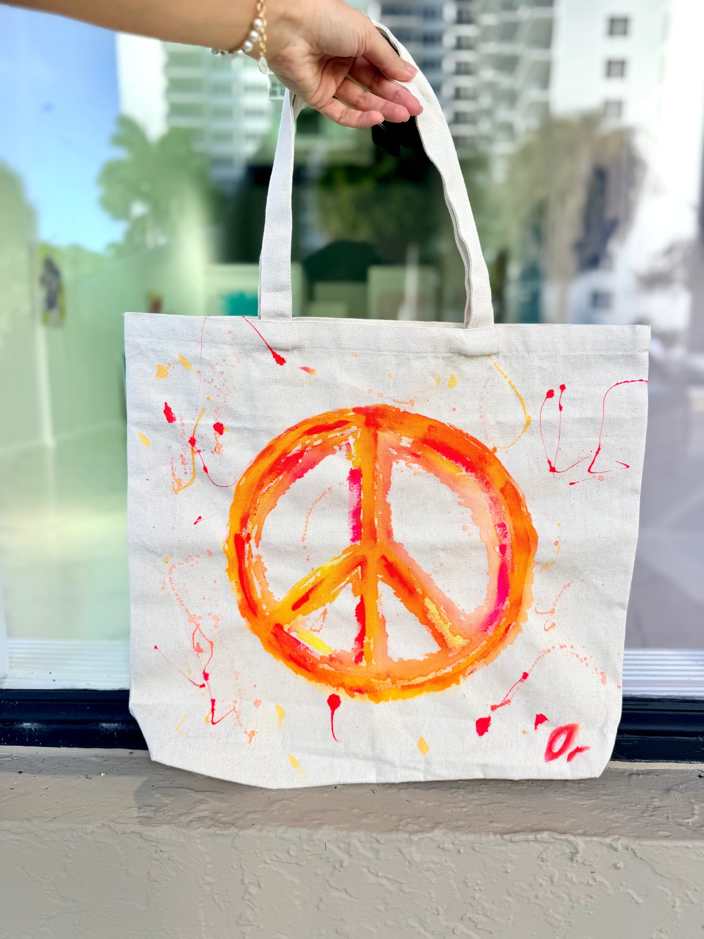 Hand painted tote bag