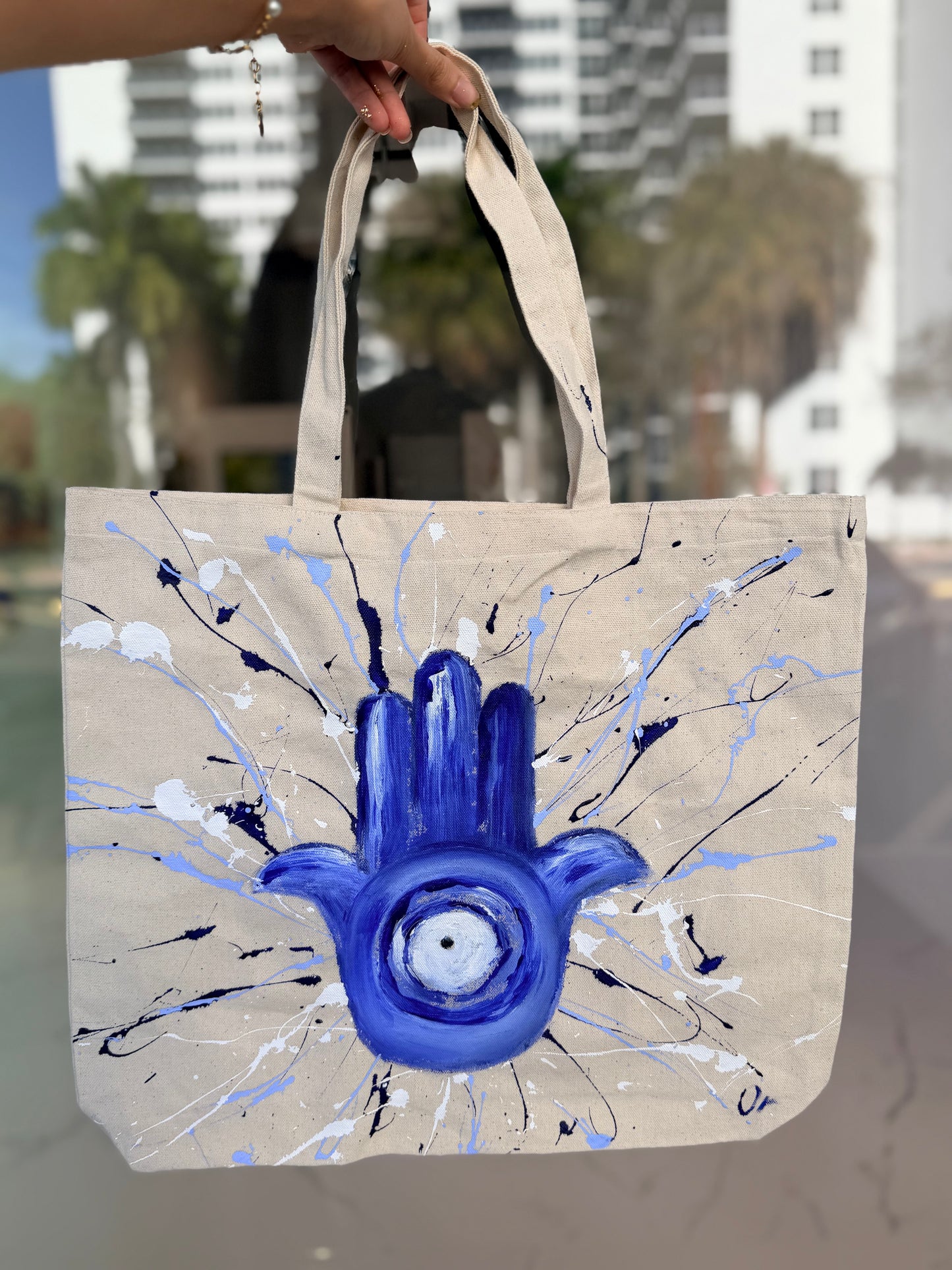 Hand painted tote bag