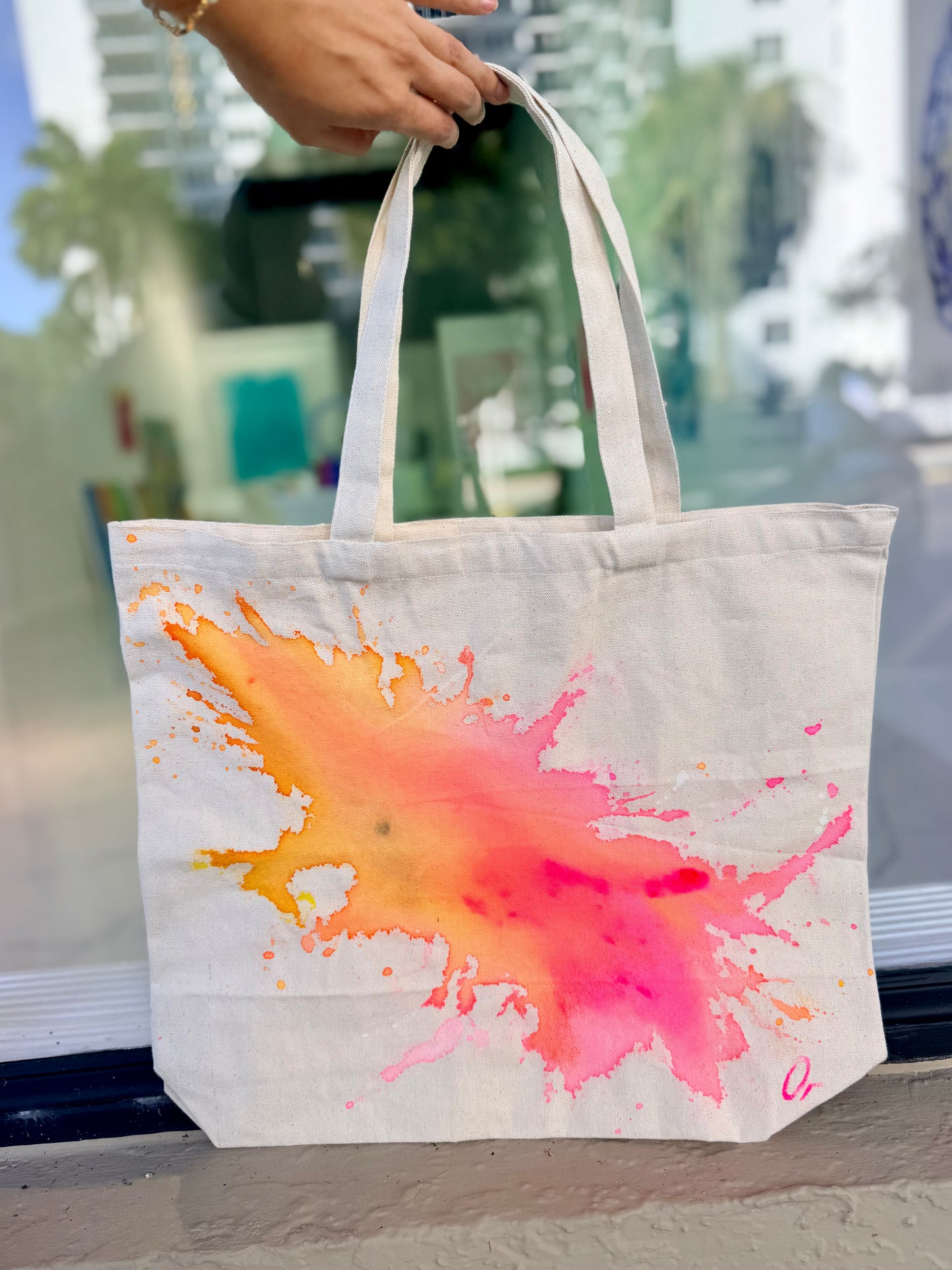 Hand painted tote bag
