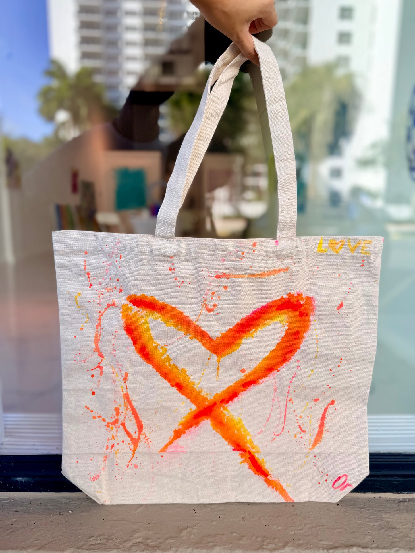 Hand painted tote bag